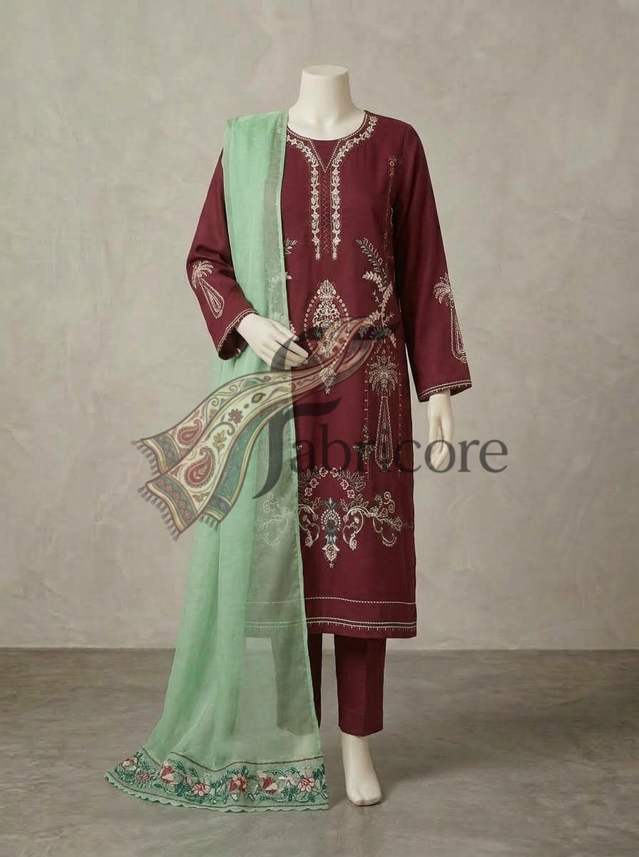 Premium Emb Dhanak 3pc