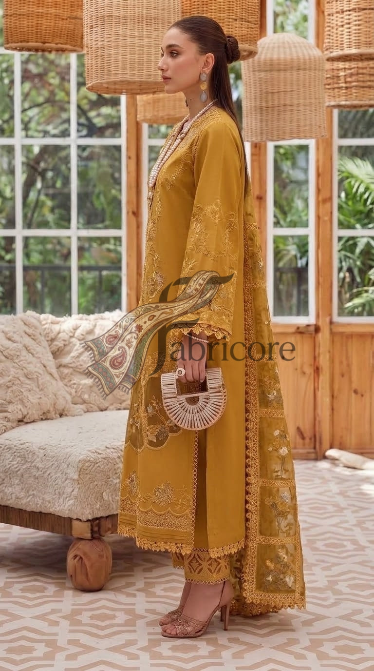 Mustard Ochre 3pc Dhanak
