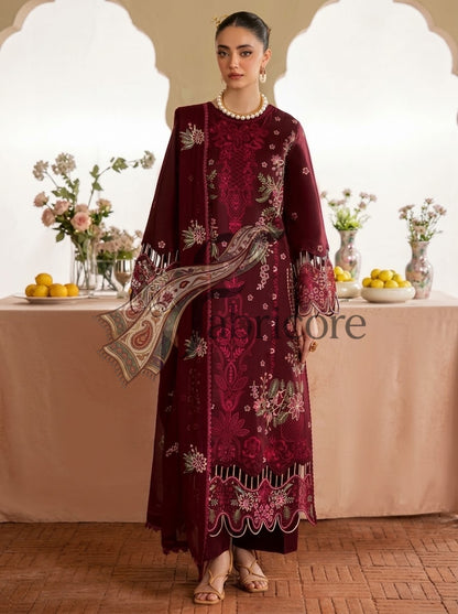 Mahroon Blossom 3pc Dhanak